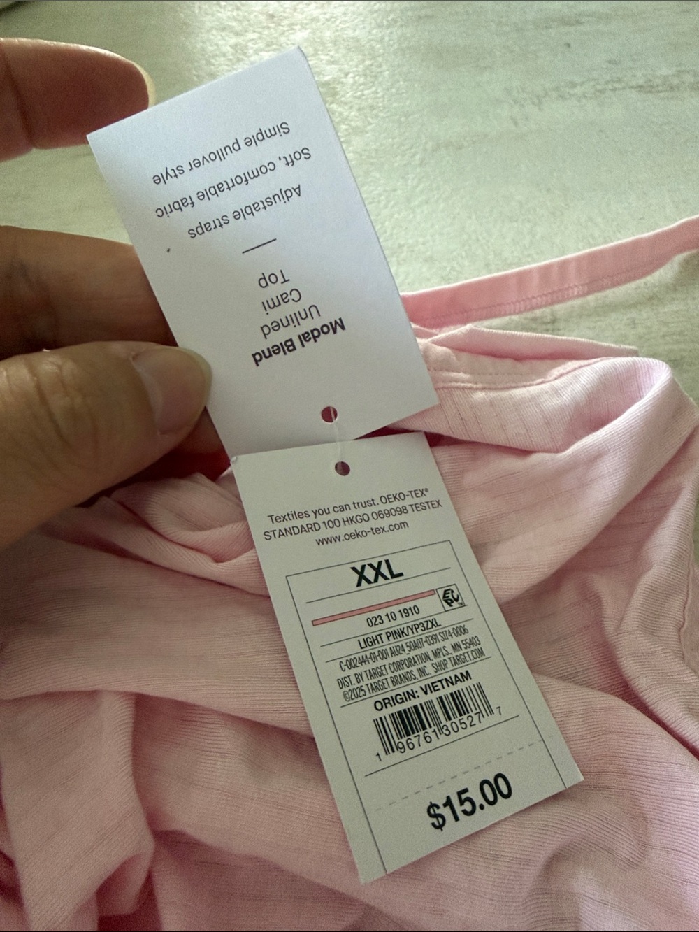 Auden Lace-Trim Ribbed Cami Tank - Light Pink - Picture 4 of 9